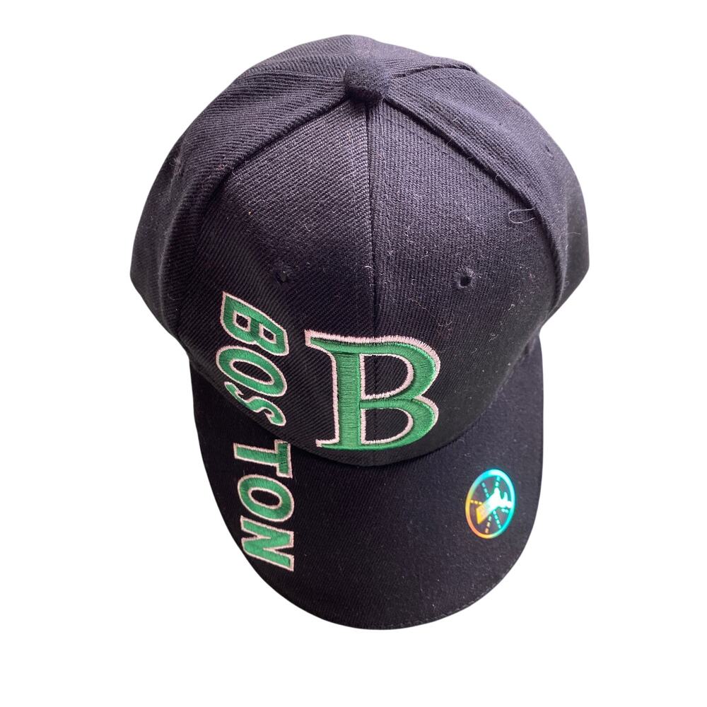 Baystate Apparel Boston Celtics Embroidery Baseball Hat Cap Black Green Shamrock